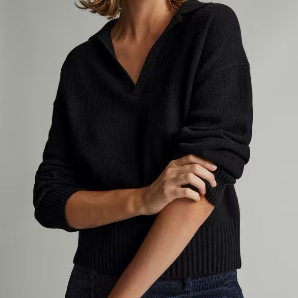 NEW Everlane Women’s Cashmere Polo Black Sweater Size XSmall - Picture 5 of 14